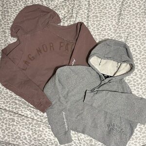 Flag Nor Fail Gray and Brown Cropped Hooded Jackets